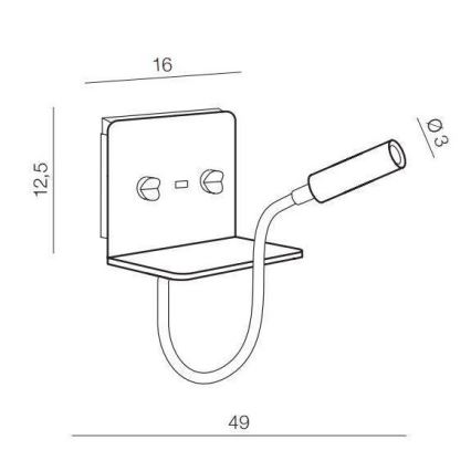 Azzardo AZ4417 - LED Paindlik väike lamp koos riiuliga VERA 1xLED/5W/230V + 1xLED/6W valge