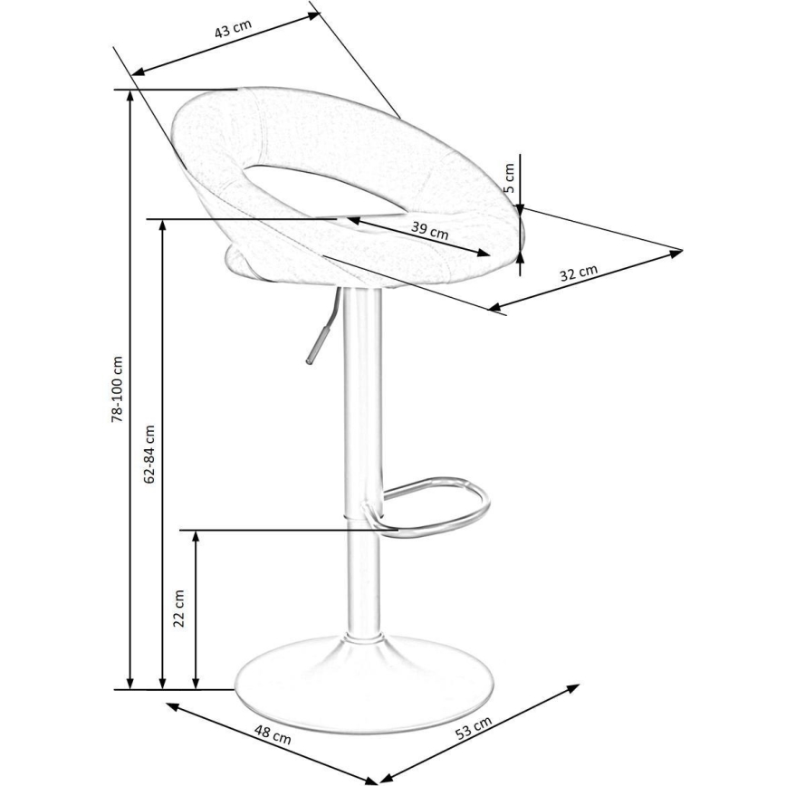 Baaritool 100x48 cm hall/antratsiit
