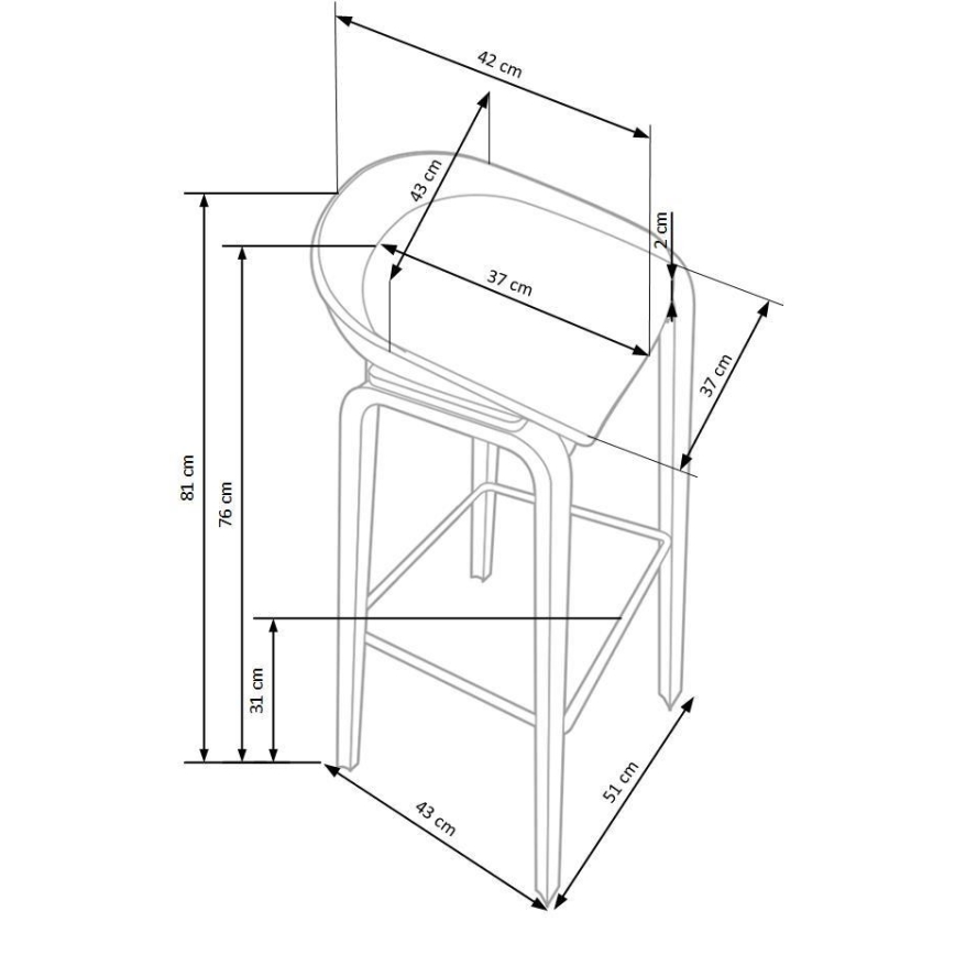 Baaritool 81x51 cm beež/valge
