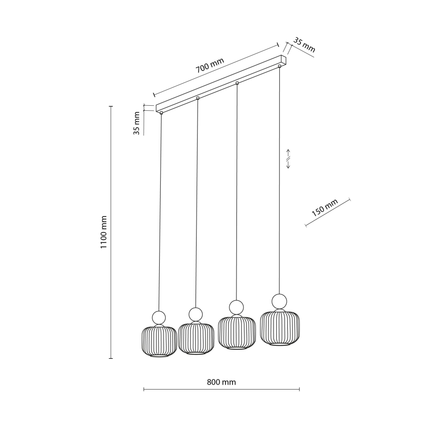 BALLO ripplamp kaabliga 4xE14/10W/230V beež