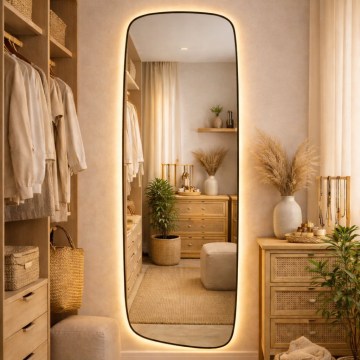 Baltica Design - LED-taustvalgustusega vannitoa seinapeegel STONE CALM LED/15W/230V 2700K 155x50 cm IP65 must