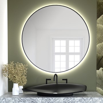 Baltica Design - LED-valgustusega vannitoa seinapeegel BRIGHT LED/15W/230V 4500K Ø 90 cm IP65 must
