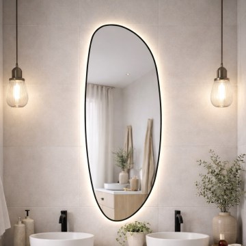 Baltica Design - LED vannitoa seinale kinnitatav peegel tagantvalgustusega STONE FLUID LED/15W/230V 4500K 155x50 cm IP65 must