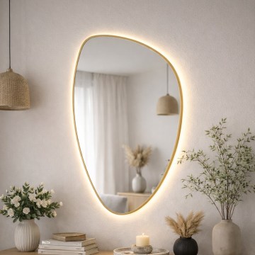 Baltica Design - LED-vannitoa seinapeegel taustvalgustusega STONE FLUID LED/15W/230V 2700K 92x55 cm IP65 kuldne