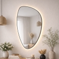 Baltica Design - LED vannitoa seinapeegel taustvalgustusega STONE FLUID LED/15W/230V 2700K 92x55 cm IP65 must