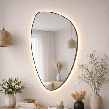 Baltica Design - LED vannitoa seinapeegel taustvalgustusega STONE FLUID LED/15W/230V 2700K 92x55 cm IP65 must