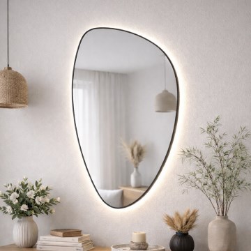 Baltica Design - LED-vannitoa seinapeegel taustvalgustusega STONE FLUID LED/15W/230V 4500K 92x55 cm IP65 must