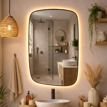Baltica Design - LED-vannitoa seinapeegel valgustusega STONE CALM LED/15W/230V 2700K 90x60 cm IP65 must