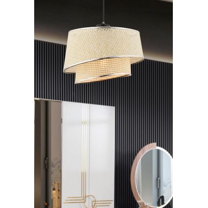 BARETTE 1xE27/60W/230V kreem/läikiv kromiga ripplamp