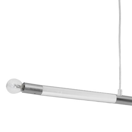 BASTONE WHITE - Lühter 2xE14/40W/230V valge/läikiv kroom