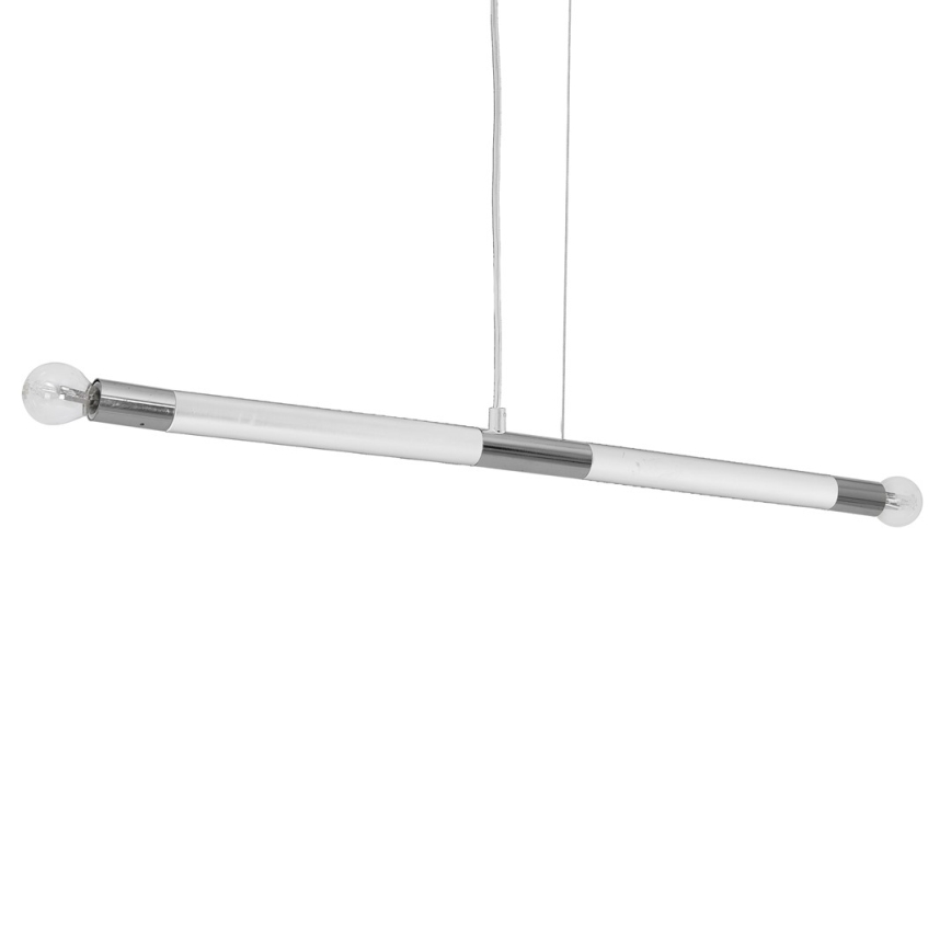 BASTONE WHITE - Lühter 2xE14/40W/230V valge/läikiv kroom