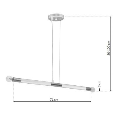 BASTONE WHITE - Lühter 2xE14/40W/230V valge/läikiv kroom