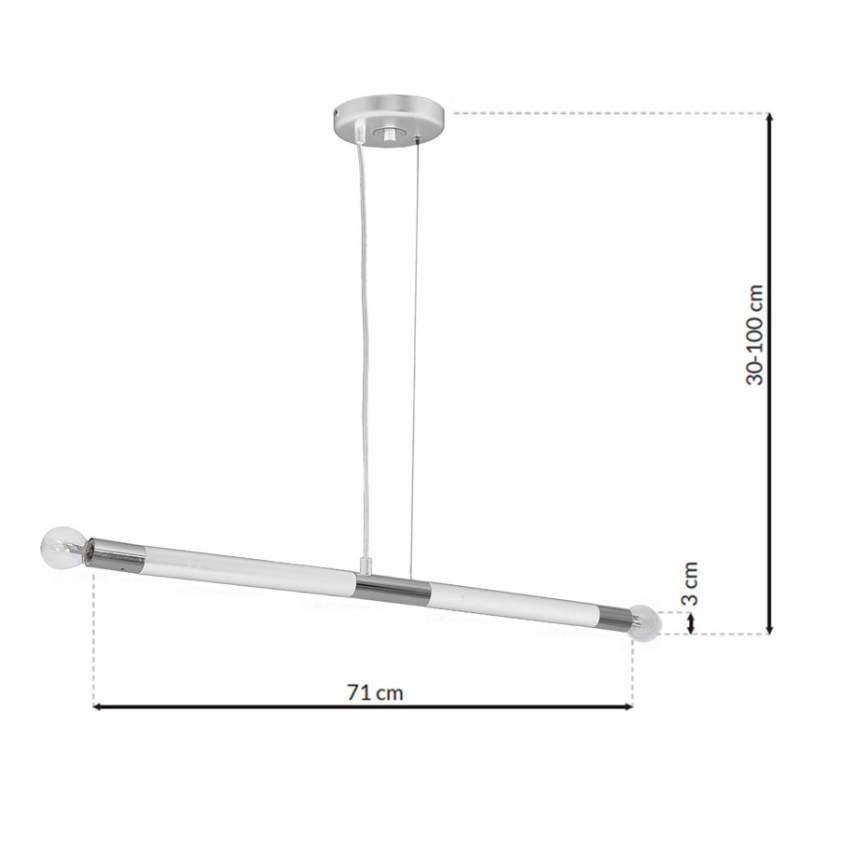 BASTONE WHITE - Lühter 2xE14/40W/230V valge/läikiv kroom