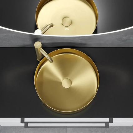 BATH DELUXE 06-040-16-70-00 - Lauapinnale paigaldatav valamu LJORDAL, läbimõõt 40 cm, roostevaba teras/harjatud messing