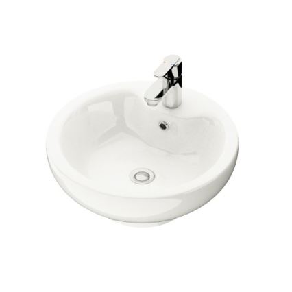BATH DELUXE 06-045-11-11-00 - lauale paigaldatav DRAMMEN-valamu, läbimõõt 40,1 cm, keraamika, läikiv valge
