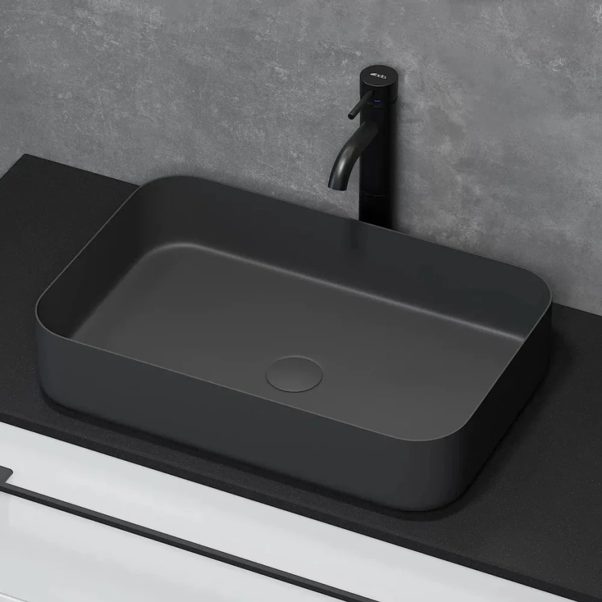 BATH DELUXE 06-052-18-02-00 - Laudale paigaldatav valamu LJORDAL 52x34 cm roostevaba teras/matt must