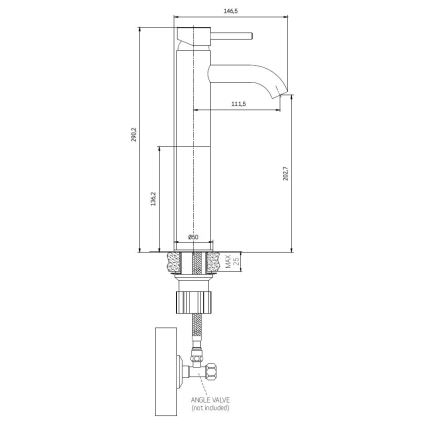 BATH DELUXE 28-005-02-70-00 - Valamu kraan DRAGOR 29 cm harjatud messing