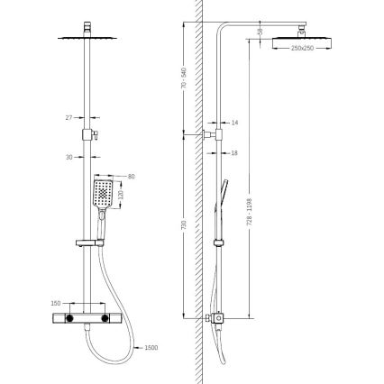 BATH DELUXE 31-120-06-60-00 - Dušikomplekt termostaatilise kraaniga NAESBY läikiv kroom