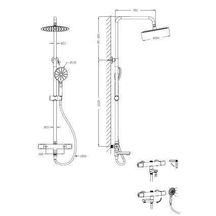 BATH DELUXE 31-160-11-60-00 - Dušikomplekt termostaatilise kraaniga DRAGOR läikiv kroom