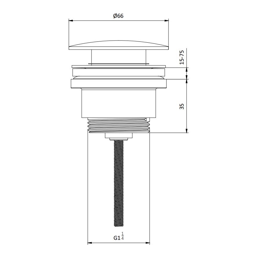 BATH DELUXE 33-004-05-64-04 - Valamu waste RODBY d. 6,6 cm läikiv messing
