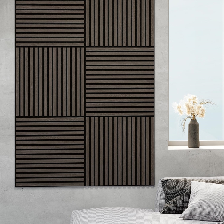 BATH DELUXE 54-060-08-84-12 - KOMPLEKT 4x Akustiline seinapaneel DANVIKEN 60x60 cm pähkel