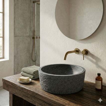 Bathco 00308 - Lauapealne valamu DUAL Ø 40,5 cm kivi/hall