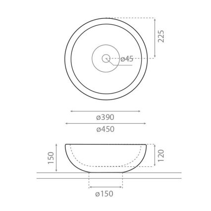 Bathco 00318 - Lauapinnale paigaldatav valamu PUKET Ø 45 cm kivi/beež