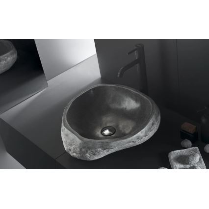 Bathco 00393 - Lauaplaadile paigaldatav valamu RIO 52x47 cm kivi/hall