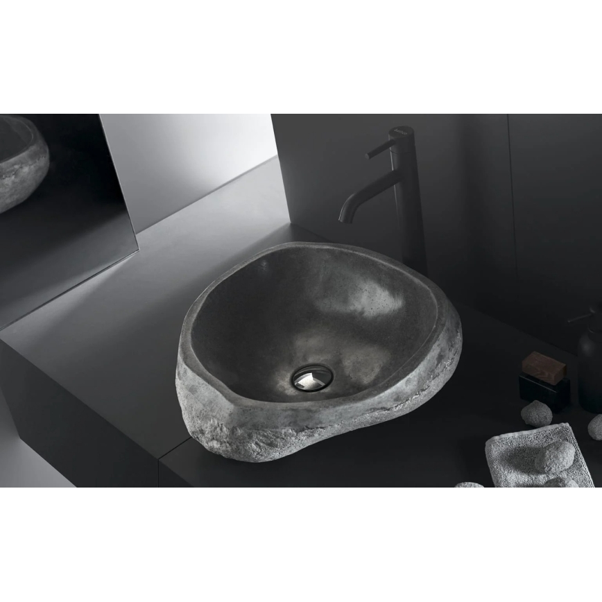 Bathco 00393 - Lauaplaadile paigaldatav valamu RIO 52x47 cm kivi/hall