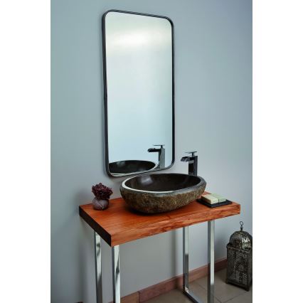 Bathco 00393 - Lauaplaadile paigaldatav valamu RIO 52x47 cm kivi/hall