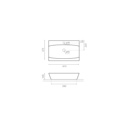 Bathco 0041 - Lauale paigaldatav valamu SARDINERO 61,5x37,5 cm portselan/valge