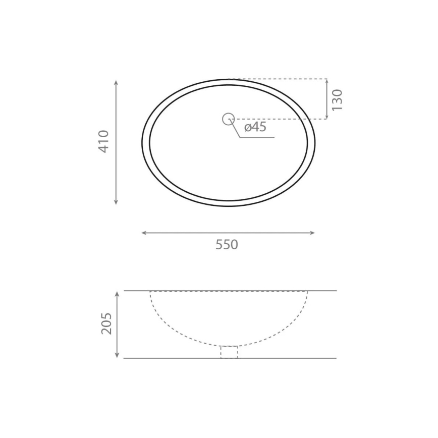 Bathco 0053 - Süvistatav valamu ANCONA 55x41 cm portselan/valge