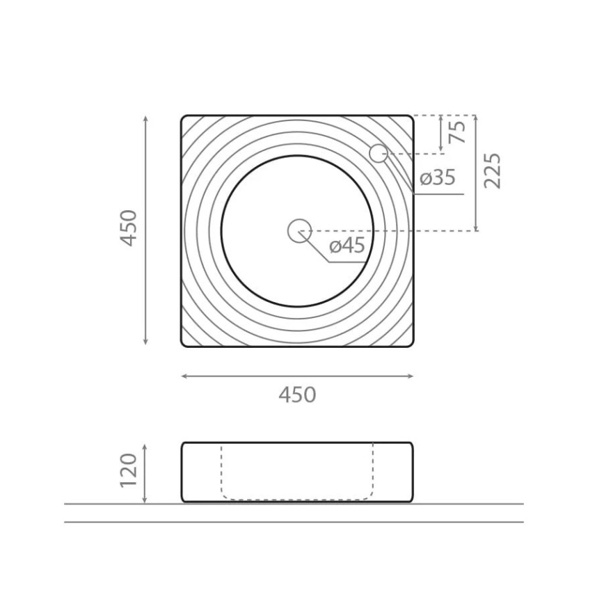 Bathco 0081 - Lauapealne valamu GOTA 45x45 cm portselan/valge