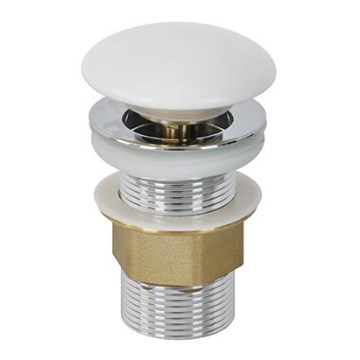 Bathco 0212MT- valamu äravool ilma ülevooluta CLICK-CLACK Ø 6 cm läikiv kroom/mattvalge