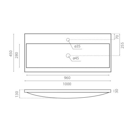Bathco 0506 - Süvistatav valamu MANHATTAN 100x45 cm vaik/valge