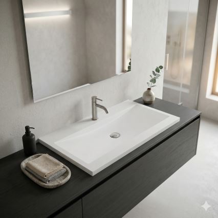 Bathco 0506 - Süvistatav valamu MANHATTAN 100x45 cm vaik/valge