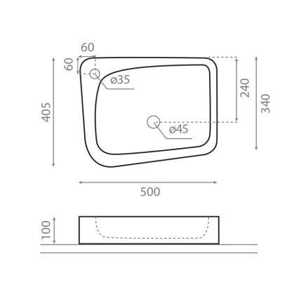 Bathco 4001 - Tööpinnale paigaldatav valam ARAGON 50x40,5 cm portselan/valge