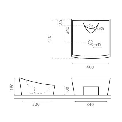 Bathco 4002 - SORIA lauaplaadile paigaldatav valamu 40x41 cm portselan/valge