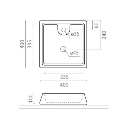 Bathco 4003 - GALICIA lauapealne valamu 40x40 cm, portselan/valge