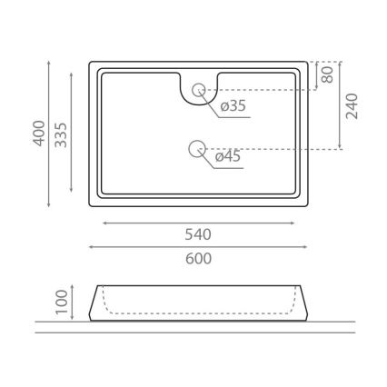 Bathco 4004 - Lauale paigaldatav GALICIA valamu 60x40 cm portselan/valge
