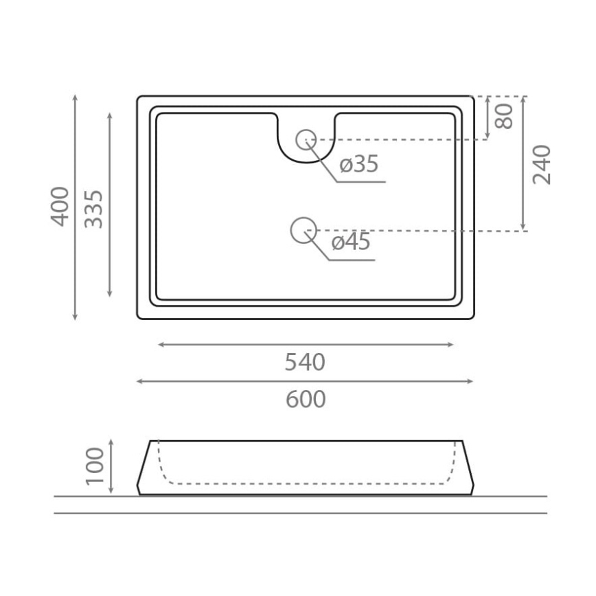 Bathco 4004 - Lauale paigaldatav GALICIA valamu 60x40 cm portselan/valge