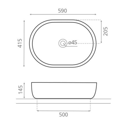 Bathco 4037 - TOULOUSE lauapealne valam 59x41,5 cm, portselan/valge