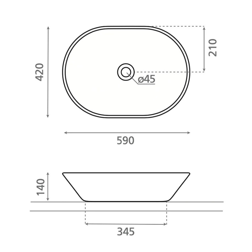 Bathco 4038 - lauale paigaldatav valam TOULOUSE 59x42 cm portselan/valge