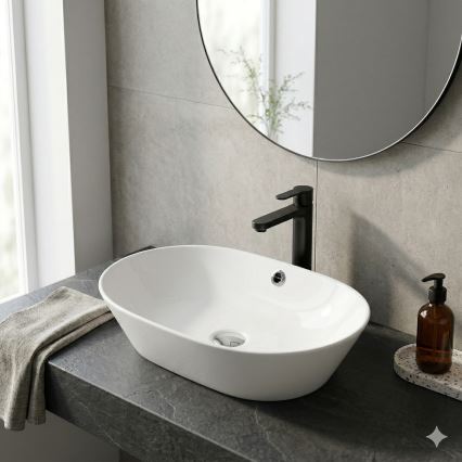 Bathco 4038 - lauale paigaldatav valam TOULOUSE 59x42 cm portselan/valge