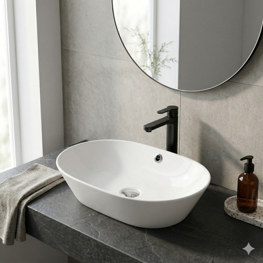 Bathco 4038 - lauale paigaldatav valam TOULOUSE 59x42 cm portselan/valge
