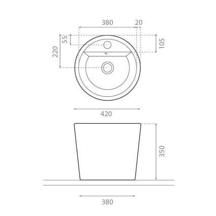 Bathco 4057 - Lauapealne valamu FLORENCIA Ø 42 cm portselan/valge