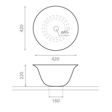 Bathco 4062 - NORDIC lauapealne valamu, läbimõõt 42 cm, portselan/valge