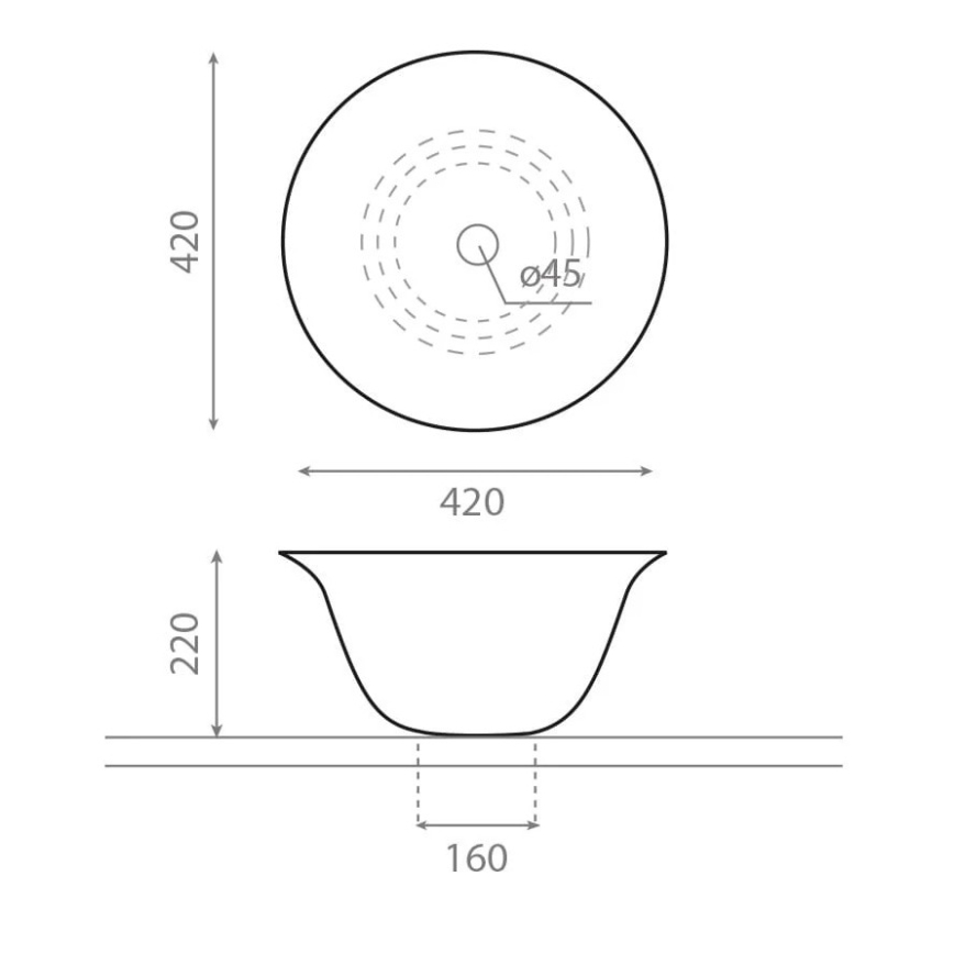 Bathco 4062 - NORDIC lauapealne valamu, läbimõõt 42 cm, portselan/valge