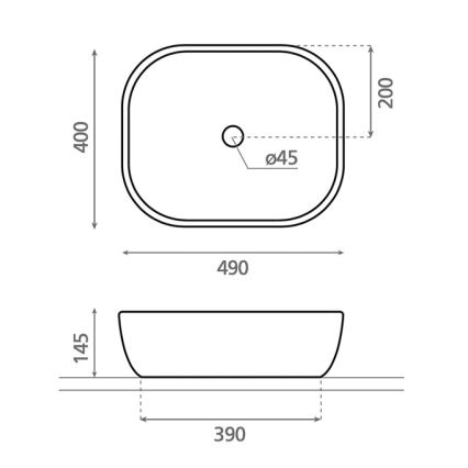 Bathco 4072 - OLEA lauapinna valamu 49x40 cm portselan/valge