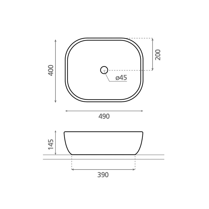 Bathco 4072 - OLEA lauapinna valamu 49x40 cm portselan/valge
